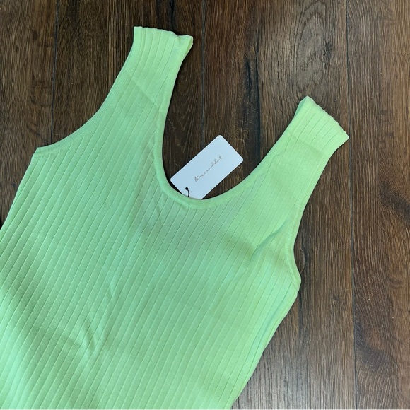 🆕 Line & Dot Halo Knit Maxi Dress in Lime SZ MED - Picture 3 of 5